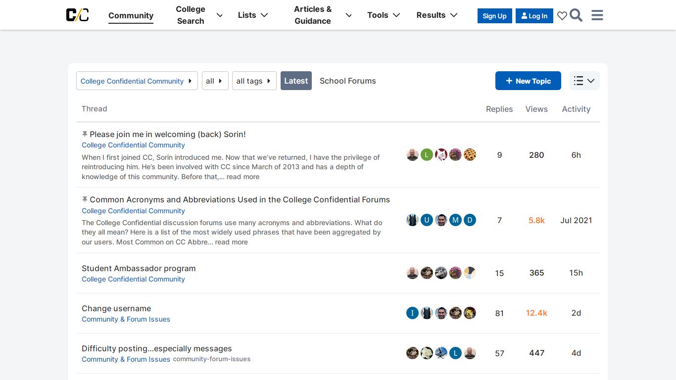 Latest College Confidential Community topics - College Confidential Forums